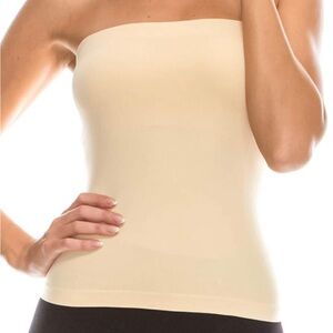 Cotton Beige Strapless Top